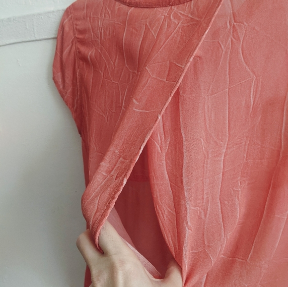 Free People Crinkle Split Back Blouse Tee - Picture 12 of 14